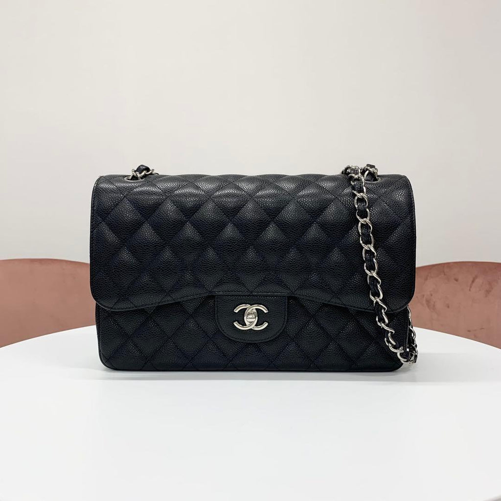 Chanel Maxi Quilted 30 Large Caviar Leather Turnlock Bag