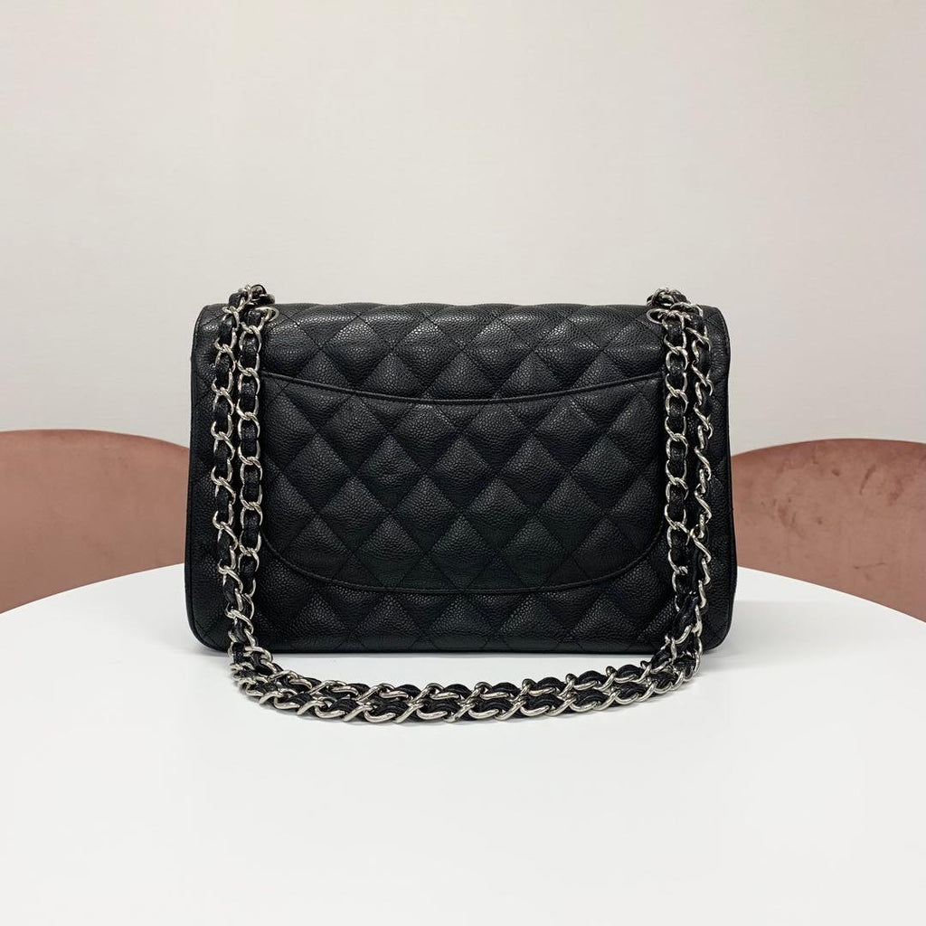Chanel Maxi Quilted 30 Large Caviar Leather Turnlock Bag — view 3