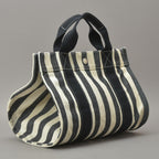 Hermes Striped Canvas Black with Cannes PM Tote Pouch — view 2