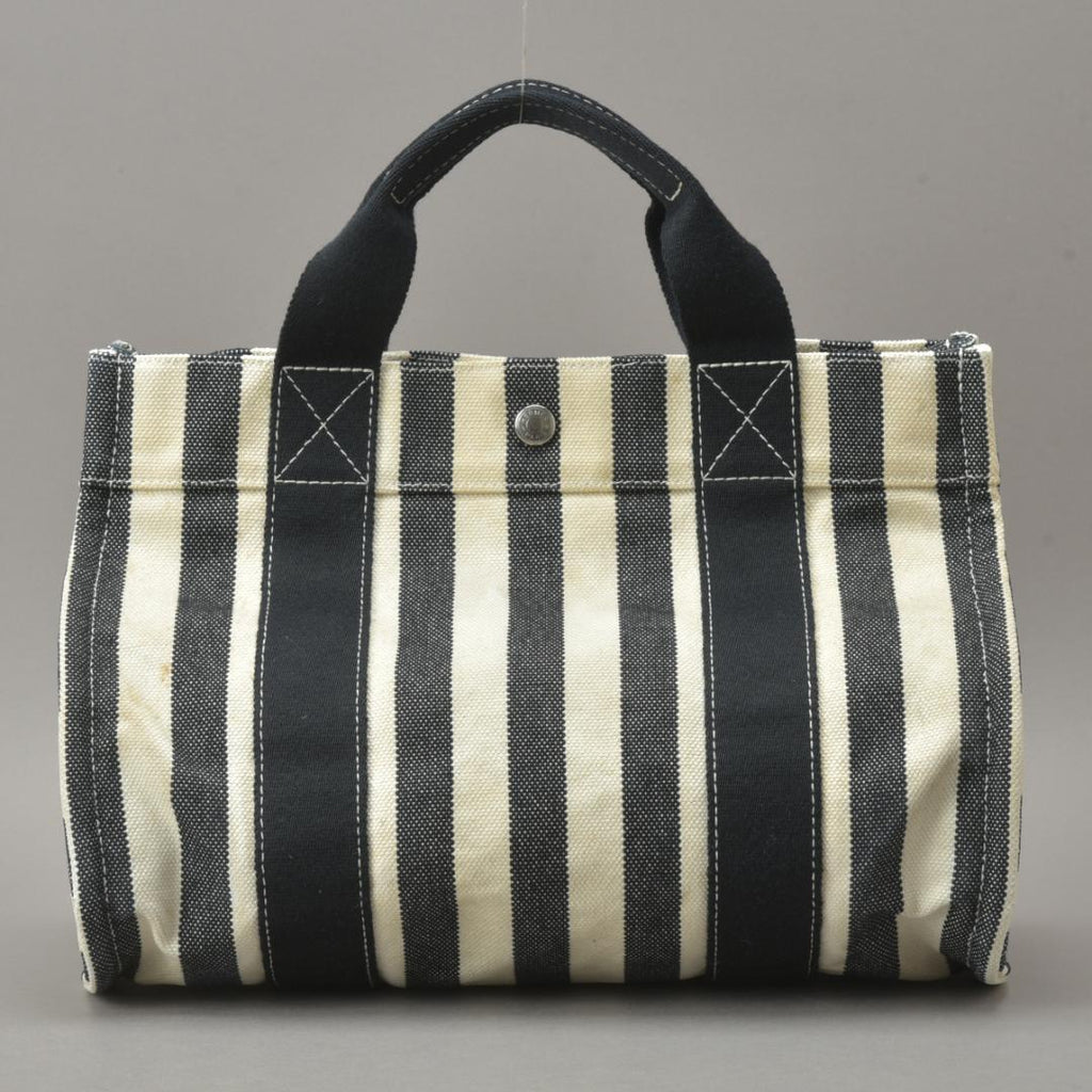 Hermes Striped Canvas Black with Cannes PM Tote Pouch — view 3