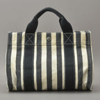 Hermes Striped Canvas Black with Cannes PM Tote Pouch — view 3