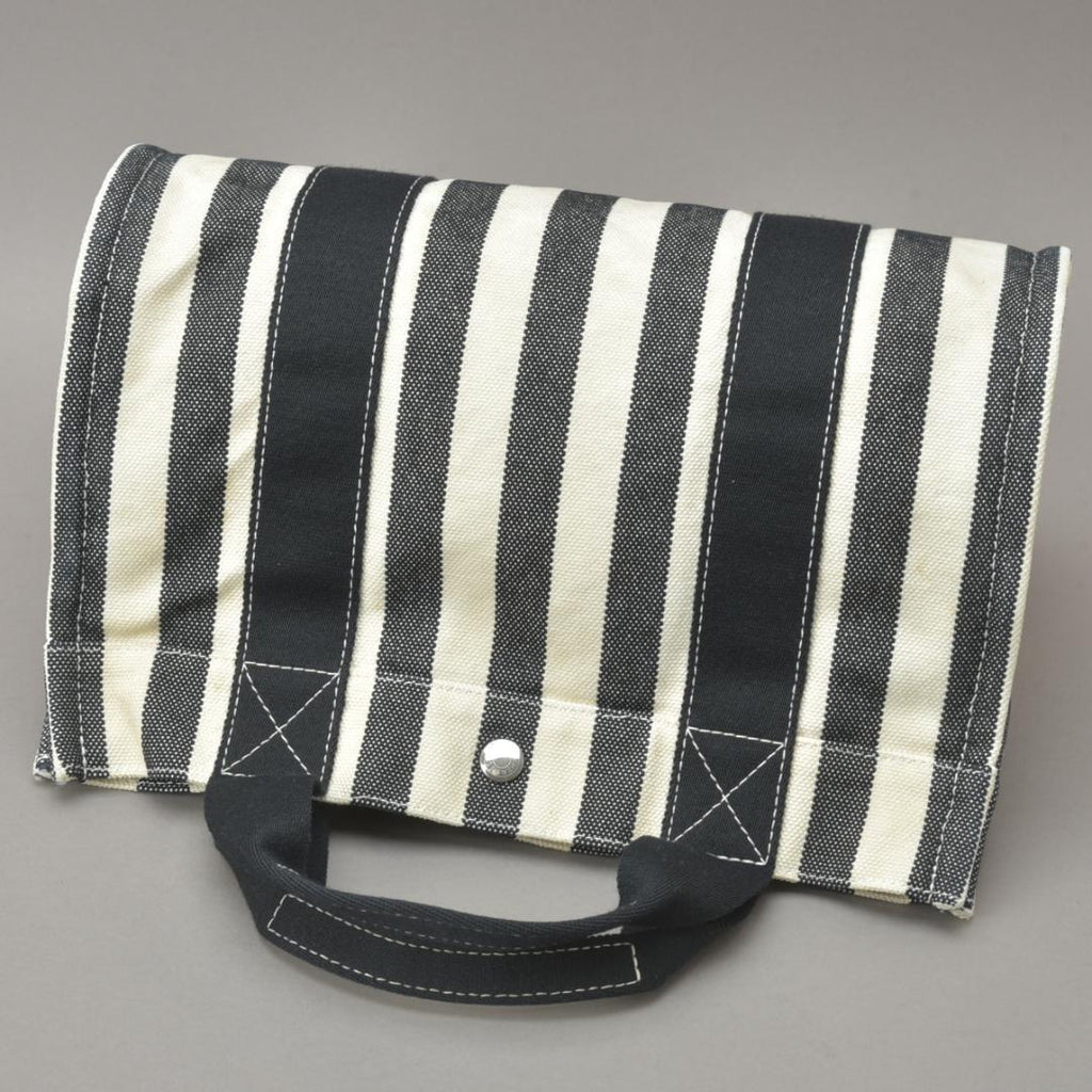 Hermes Striped Canvas Black with Cannes PM Tote Pouch — view 4