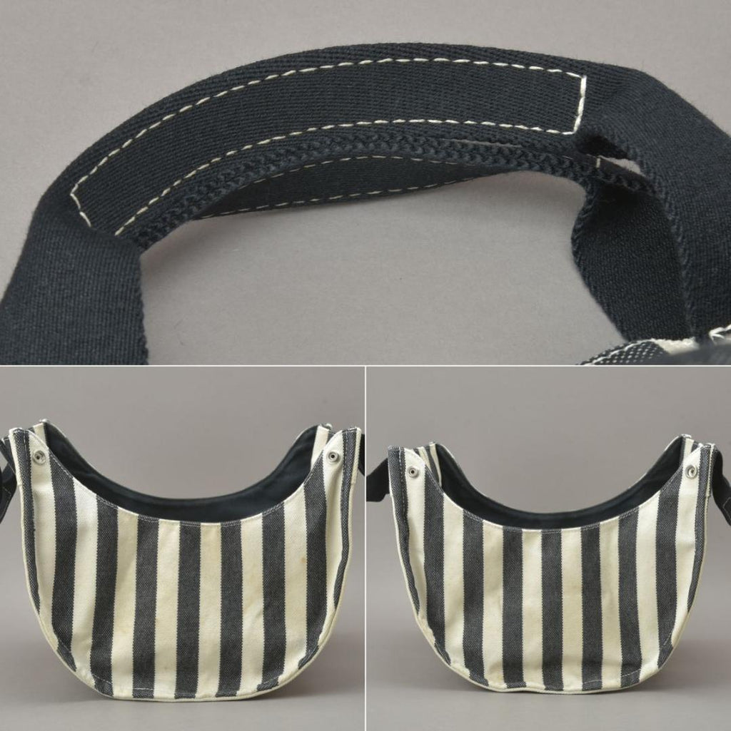 Hermes Striped Canvas Black with Cannes PM Tote Pouch — view 8