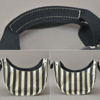 Hermes Striped Canvas Black with Cannes PM Tote Pouch — view 8