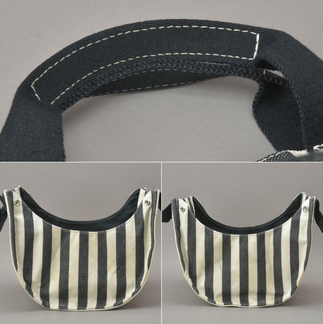 Hermes Striped Canvas Black with Cannes PM Tote Pouch — view 8