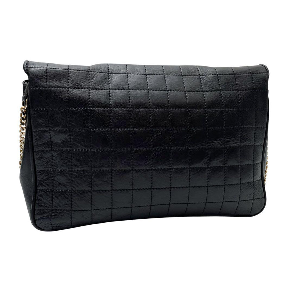 Celine Leather Triomphe Logo Chain Shoulder Bag Black — view 2