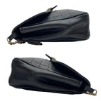 Celine Leather Triomphe Logo Chain Shoulder Bag Black — view 4