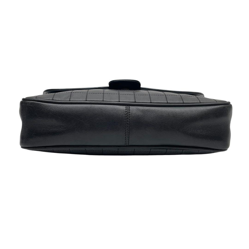 Celine Leather Triomphe Logo Chain Shoulder Bag Black — view 5