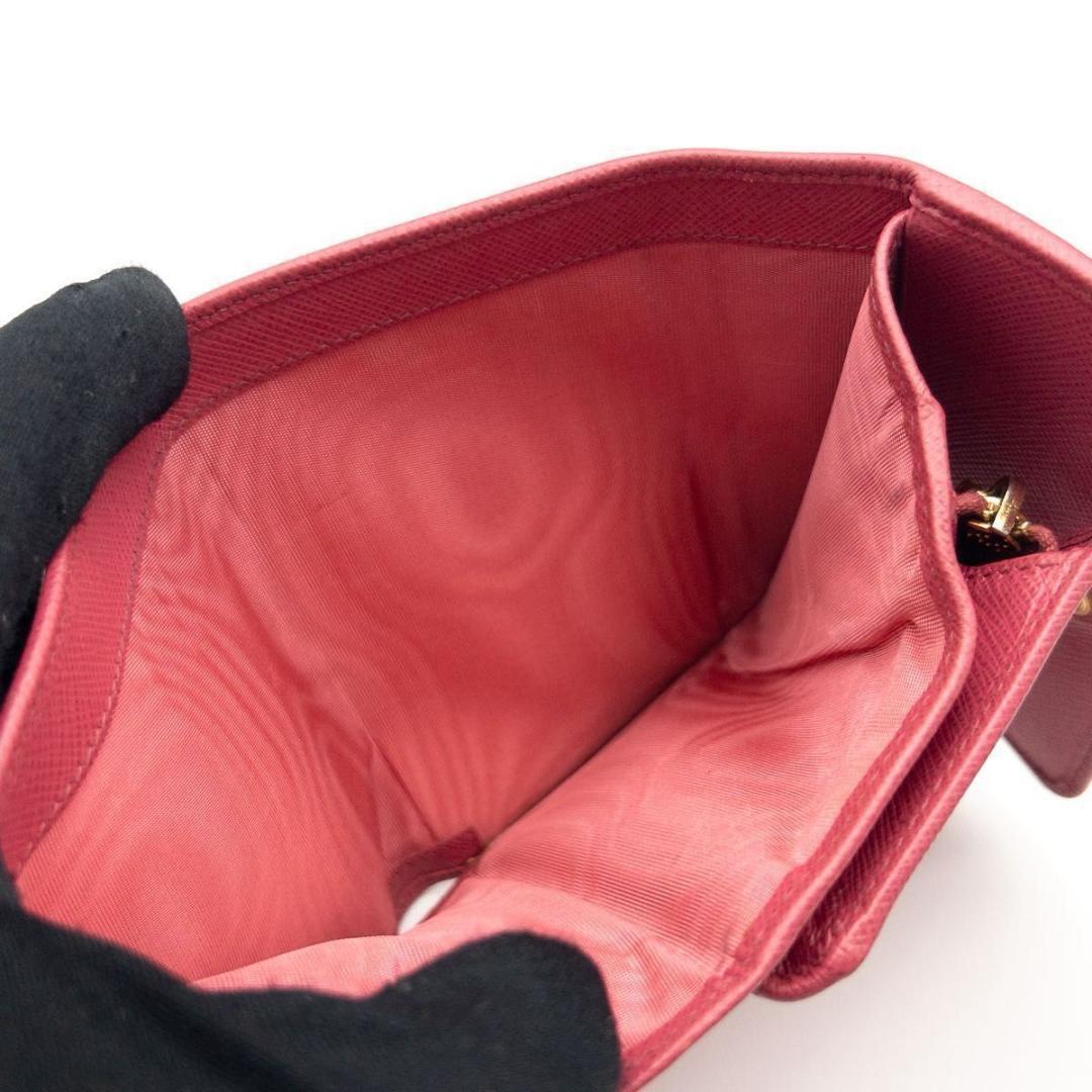 Prada Trifold Wallet Saffiano Leather Triangle Logo Pink — view 6