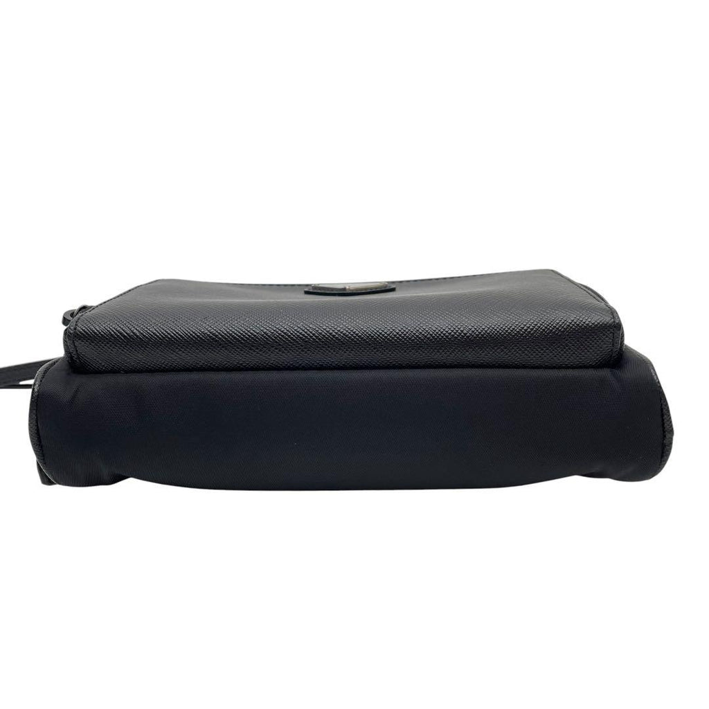 Prada Saffiano Nylon Triangle Plate Logo Shoulder Bag