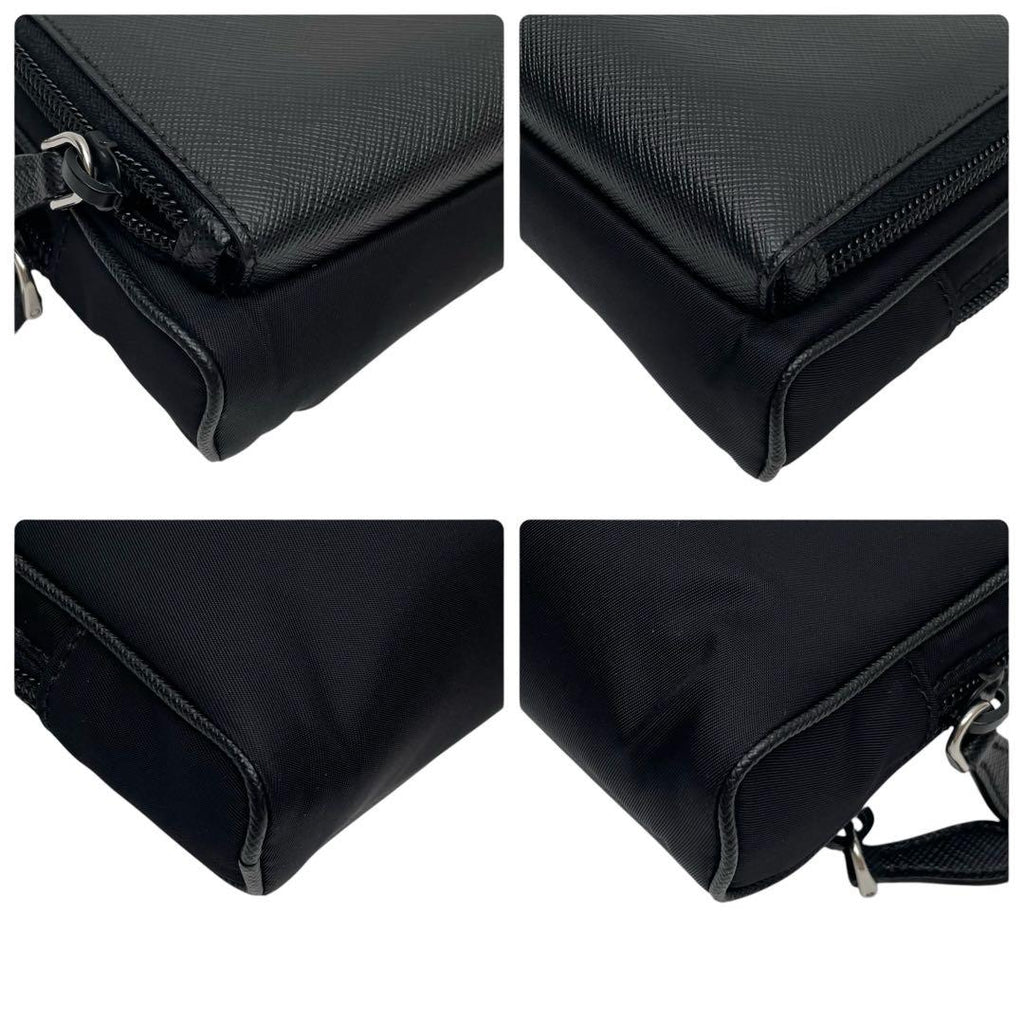 Prada Saffiano Nylon Triangle Plate Logo Shoulder Bag