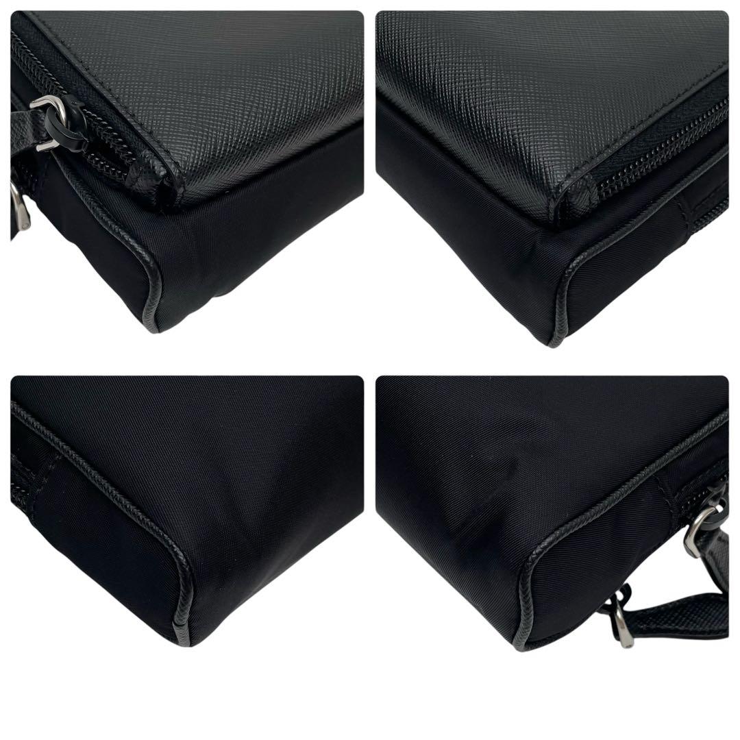 Prada Saffiano Nylon Triangle Plate Logo Shoulder Bag