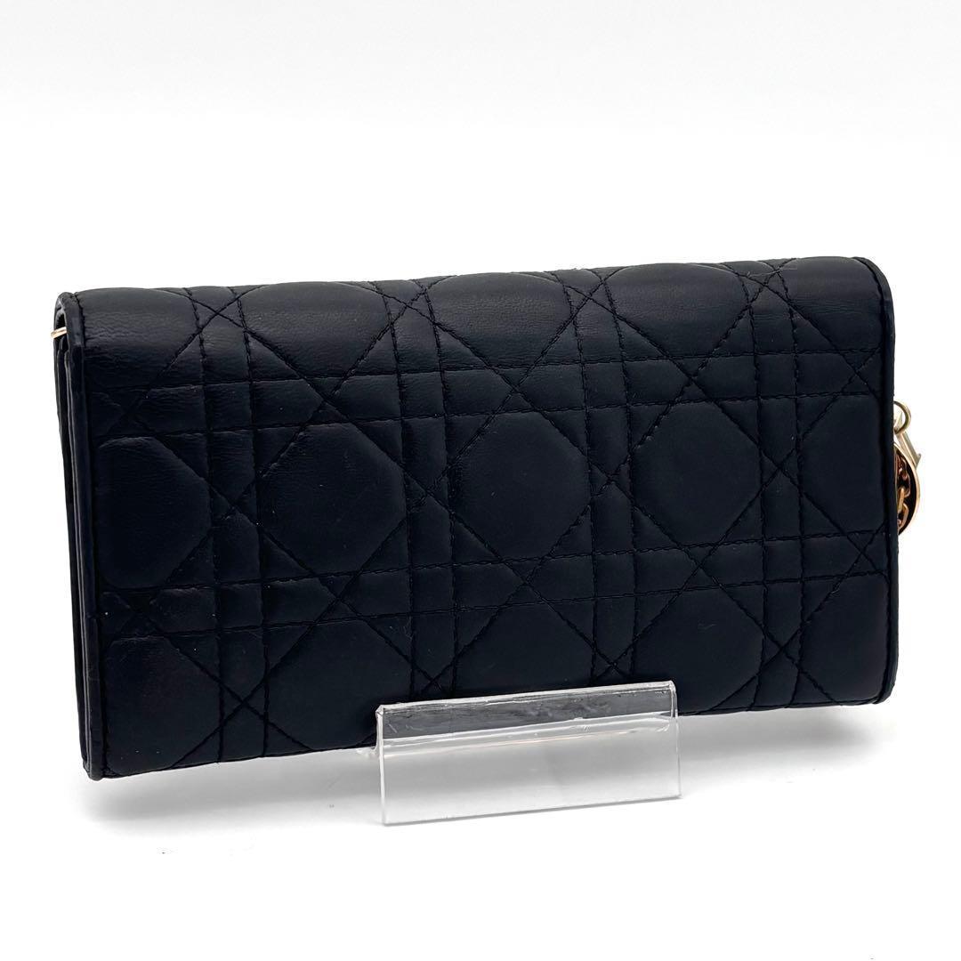 Dior Cannage Lady Chain Wallet Black Shoulder — view 2