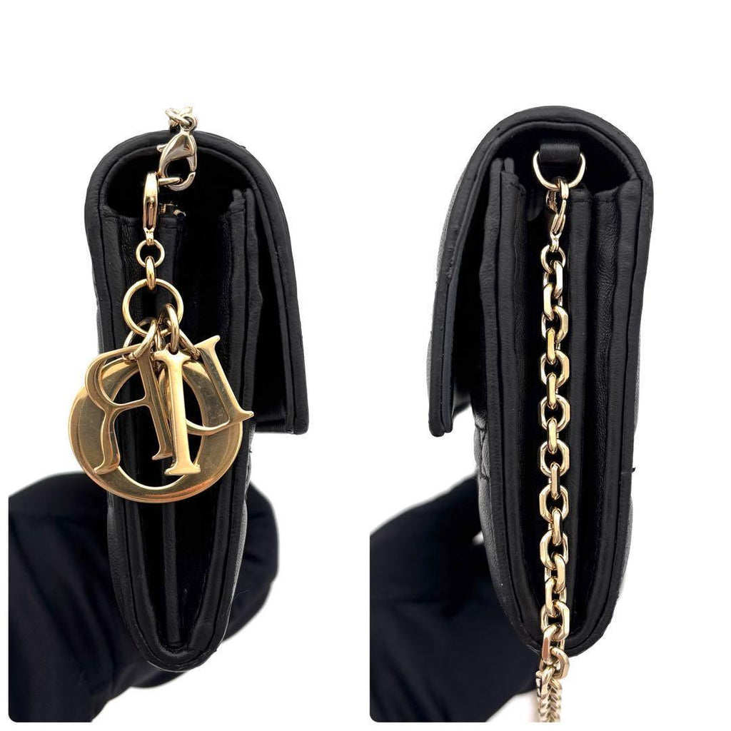 Dior Cannage Lady Chain Wallet Black Shoulder — view 5