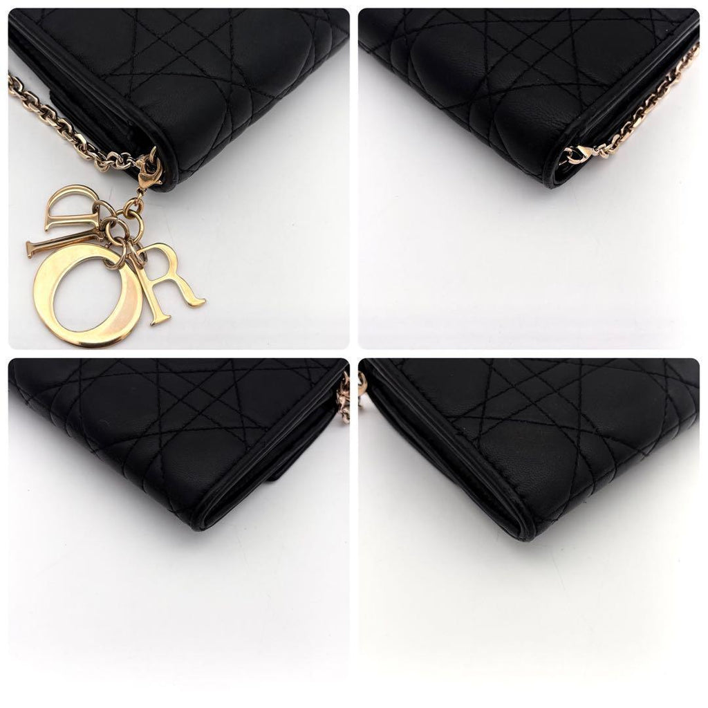 Dior Cannage Lady Chain Wallet Black Shoulder — view 7