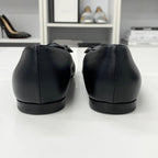 Chanel Leather Patent Camellia CC Logo Flat Shoes — view 5
