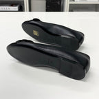 Chanel Leather Patent Camellia CC Logo Flat Shoes — view 6