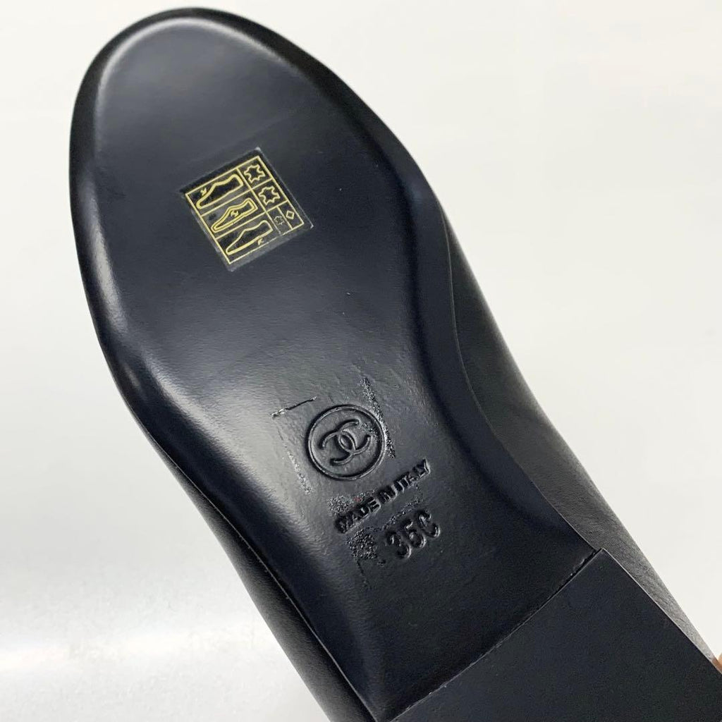 Chanel Leather Patent Camellia CC Logo Flat Shoes — view 8