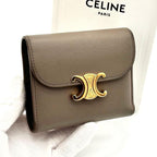 Celine Trifold Wallet Small Flap Triomphe Gray Leather
