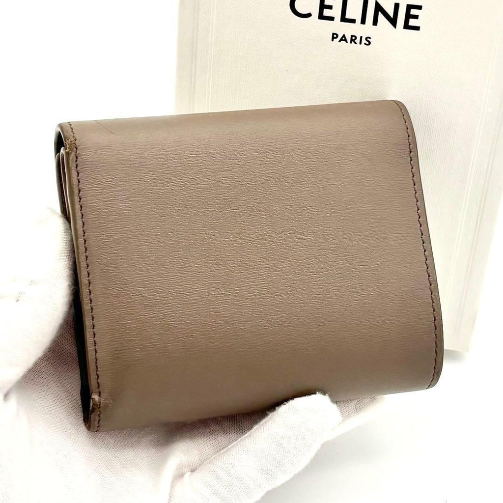 Celine Trifold Wallet Small Flap Triomphe Gray Leather — view 2