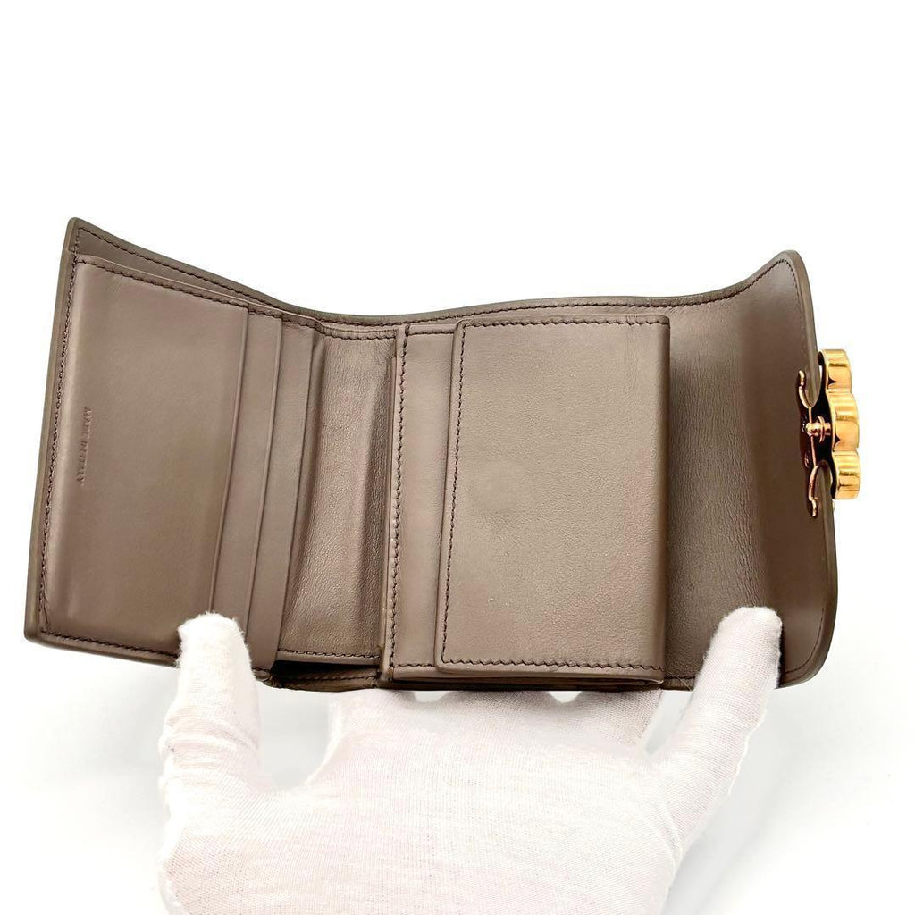 Celine Trifold Wallet Small Flap Triomphe Gray Leather — view 4