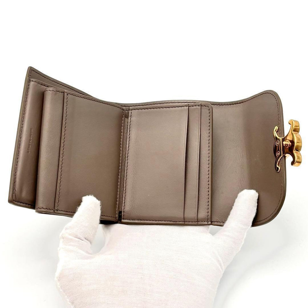 Celine Trifold Wallet Small Flap Triomphe Gray Leather — view 5
