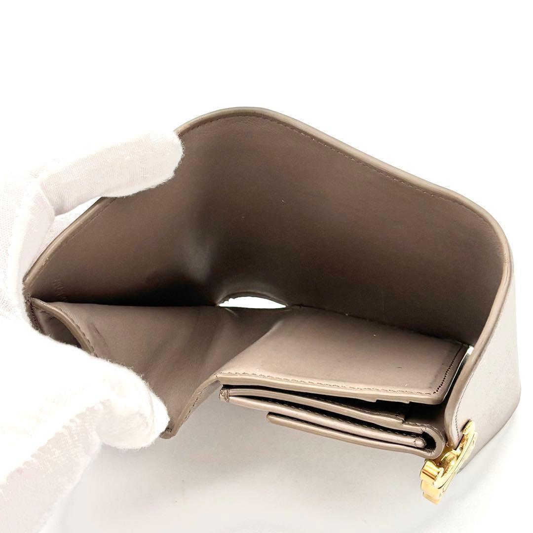 Celine Trifold Wallet Small Flap Triomphe Gray Leather — view 6