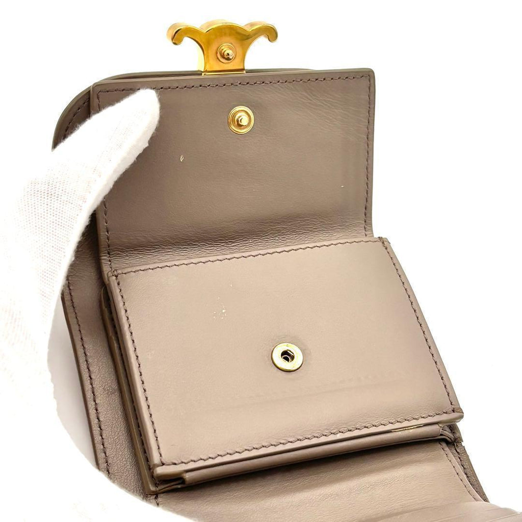 Celine Trifold Wallet Small Flap Triomphe Gray Leather — view 7