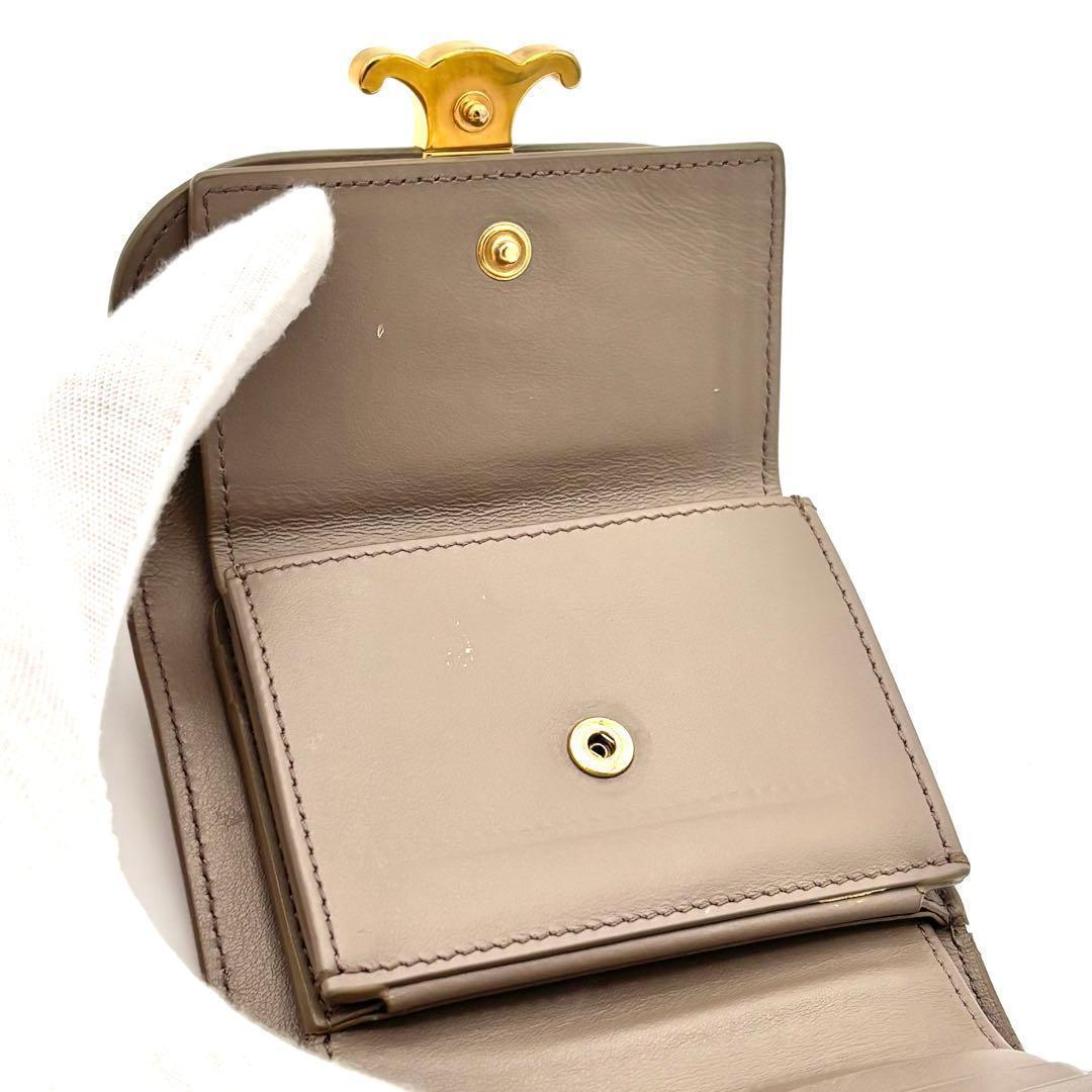 Celine Trifold Wallet Small Flap Triomphe Gray Leather — view 7
