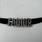 Dior J'adior Logo Choker Rhinestone Velvet Necklace — view 5