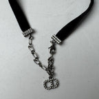 Dior J'adior Logo Choker Rhinestone Velvet Necklace — view 6