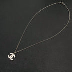 Chanel CC Logo Necklace Rhinestone Silver Icon — view 4