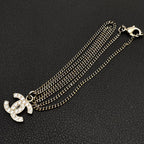 Chanel CC Logo Necklace Rhinestone Silver Icon — view 5