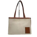 Loewe Anagram Logo Canvas Leather Shoulder Tote Bag — view 2
