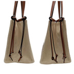 Loewe Anagram Logo Canvas Leather Shoulder Tote Bag — view 4