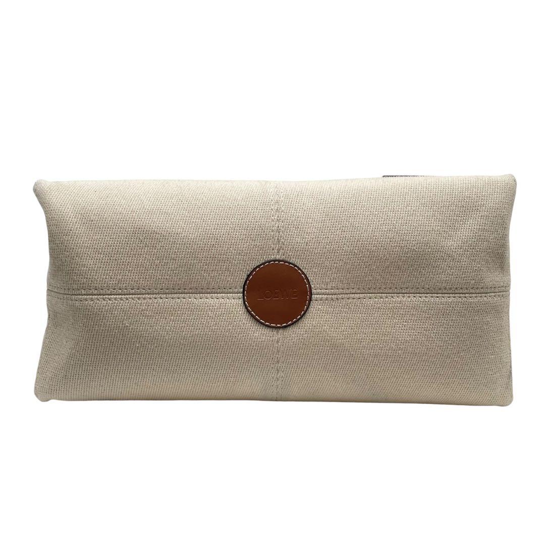 Loewe Anagram Logo Canvas Leather Shoulder Tote Bag — view 5