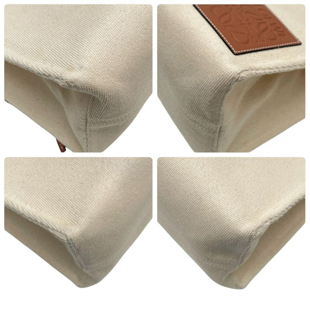 Loewe Anagram Logo Canvas Leather Shoulder Tote Bag — view 6