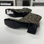 Chanel CC Logo Glitter Patent Short Boots Black — view 7