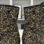 Chanel CC Logo Glitter Patent Short Boots Black — view 9
