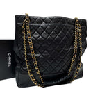 Chanel Quilted Lambskin Chain Shoulder Tote Black