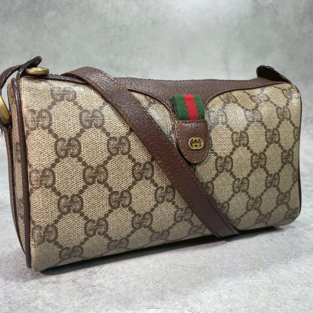 Gucci GG Sherry Line Shoulder Bag Brown Leather
