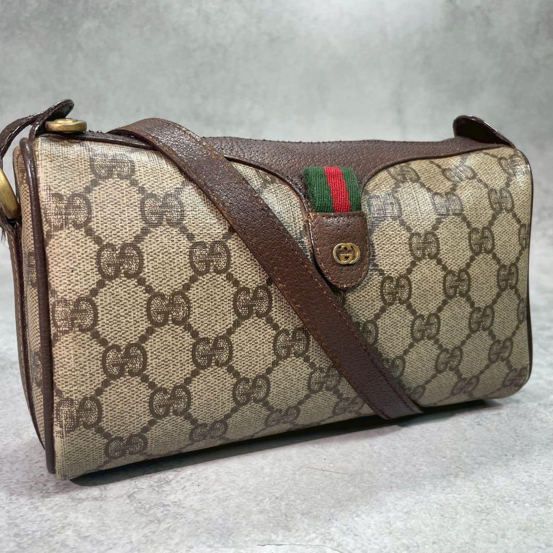 Gucci GG Sherry Line Shoulder Bag Brown Leather