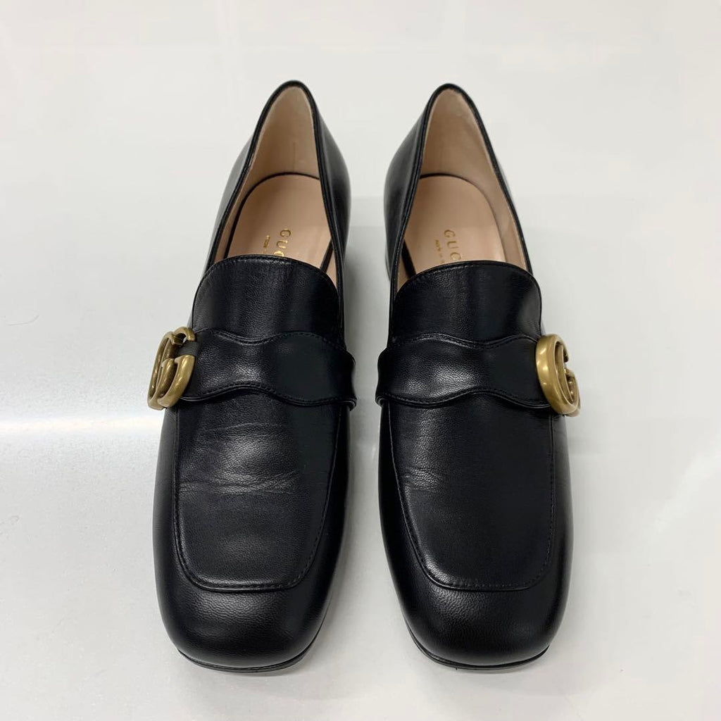 Gucci Leather Double G GG Marmont Loafers Black — view 2