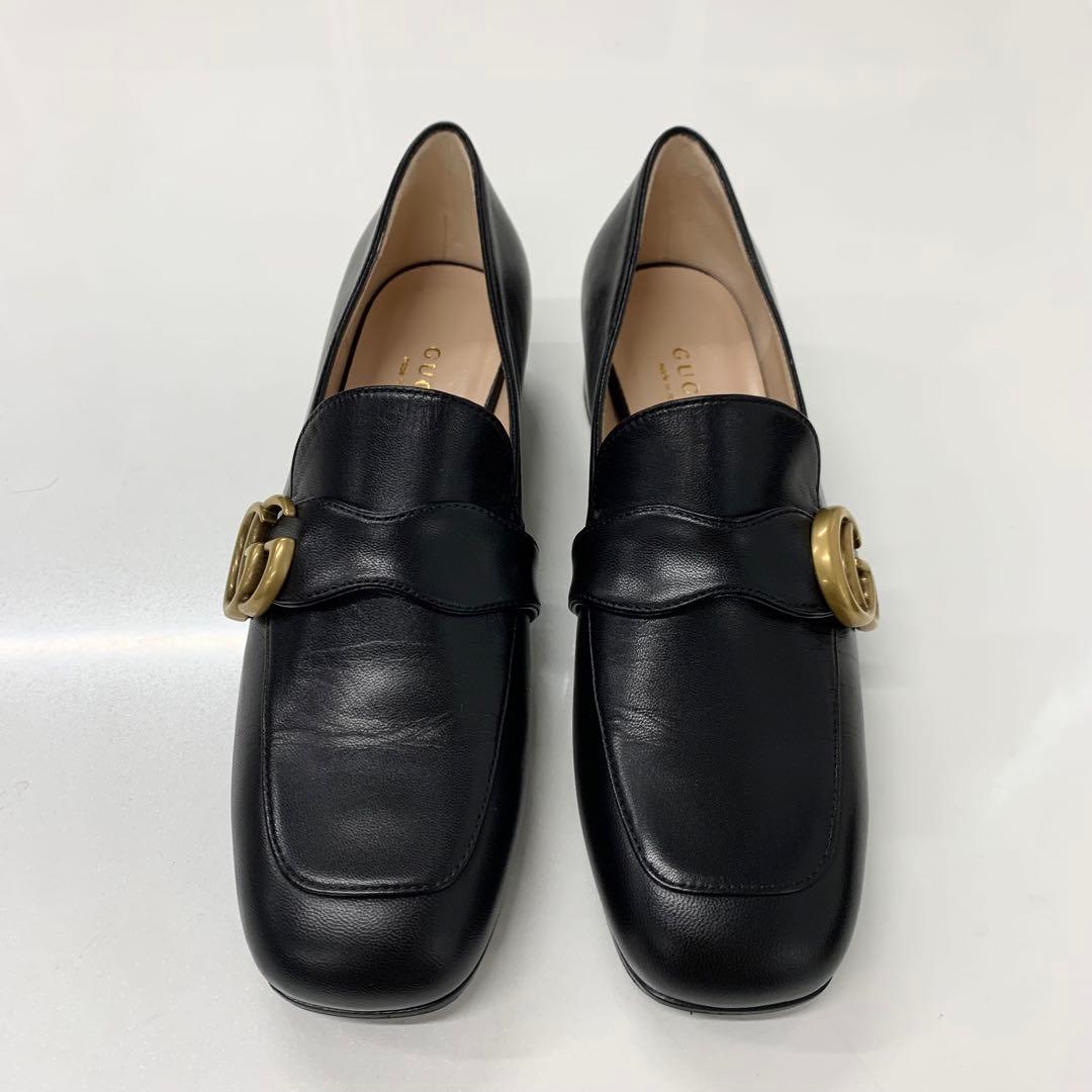 Gucci Leather Double G GG Marmont Loafers Black — view 2