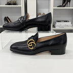 Gucci Leather Double G GG Marmont Loafers Black — view 3
