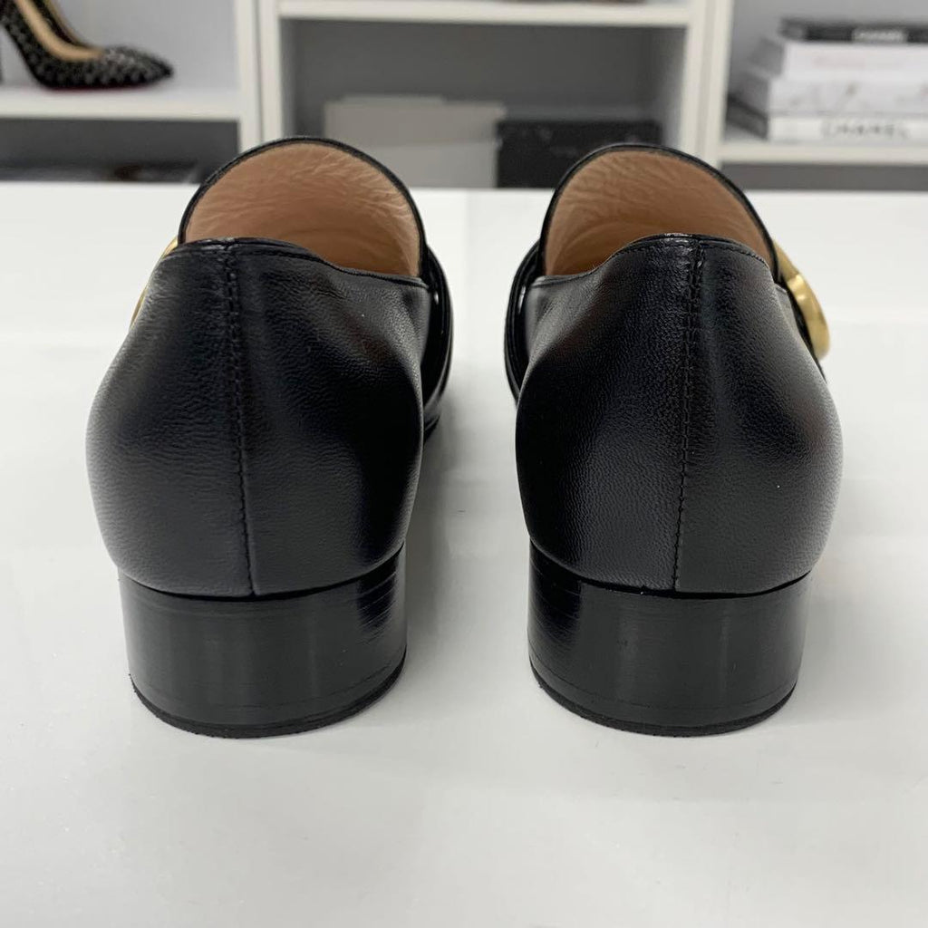Gucci Leather Double G GG Marmont Loafers Black — view 5