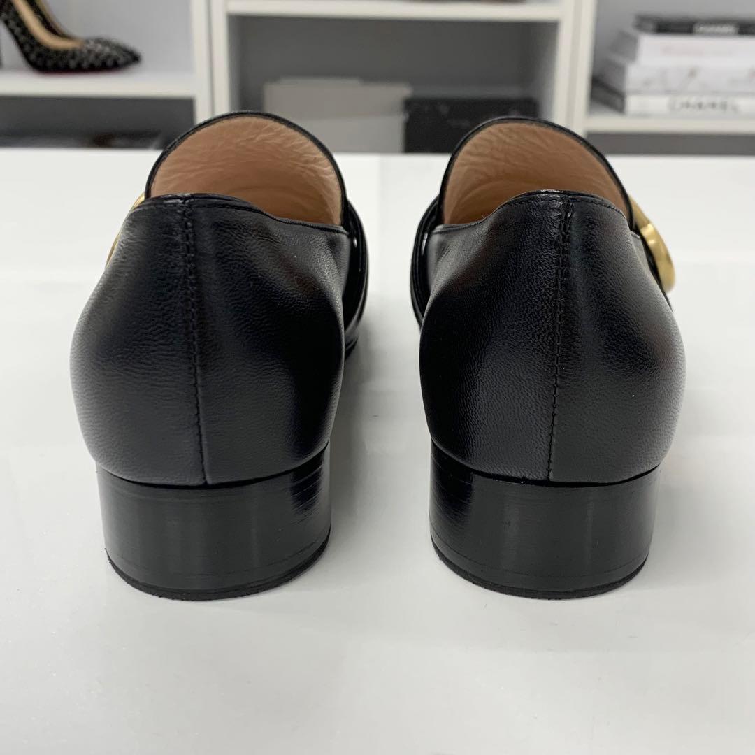 Gucci Leather Double G GG Marmont Loafers Black — view 5