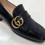 Gucci Leather Double G GG Marmont Loafers Black — view 9
