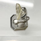 Chanel Earrings CC Logo Square Pearl Rhinestone Silver — view 5