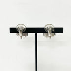 Chanel Earrings CC Logo Square Pearl Rhinestone Silver — view 8